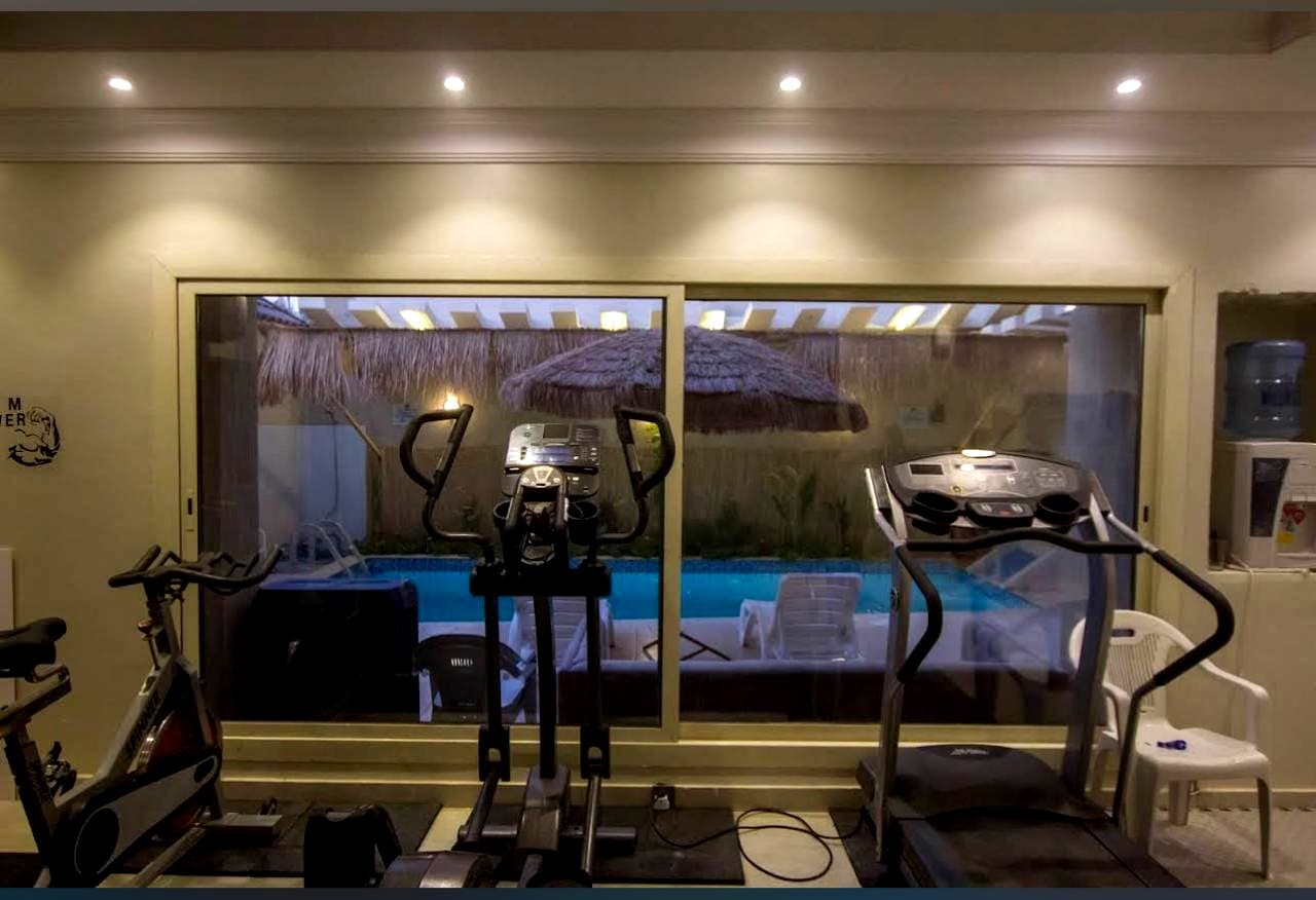 Gym Overlooking the Pool