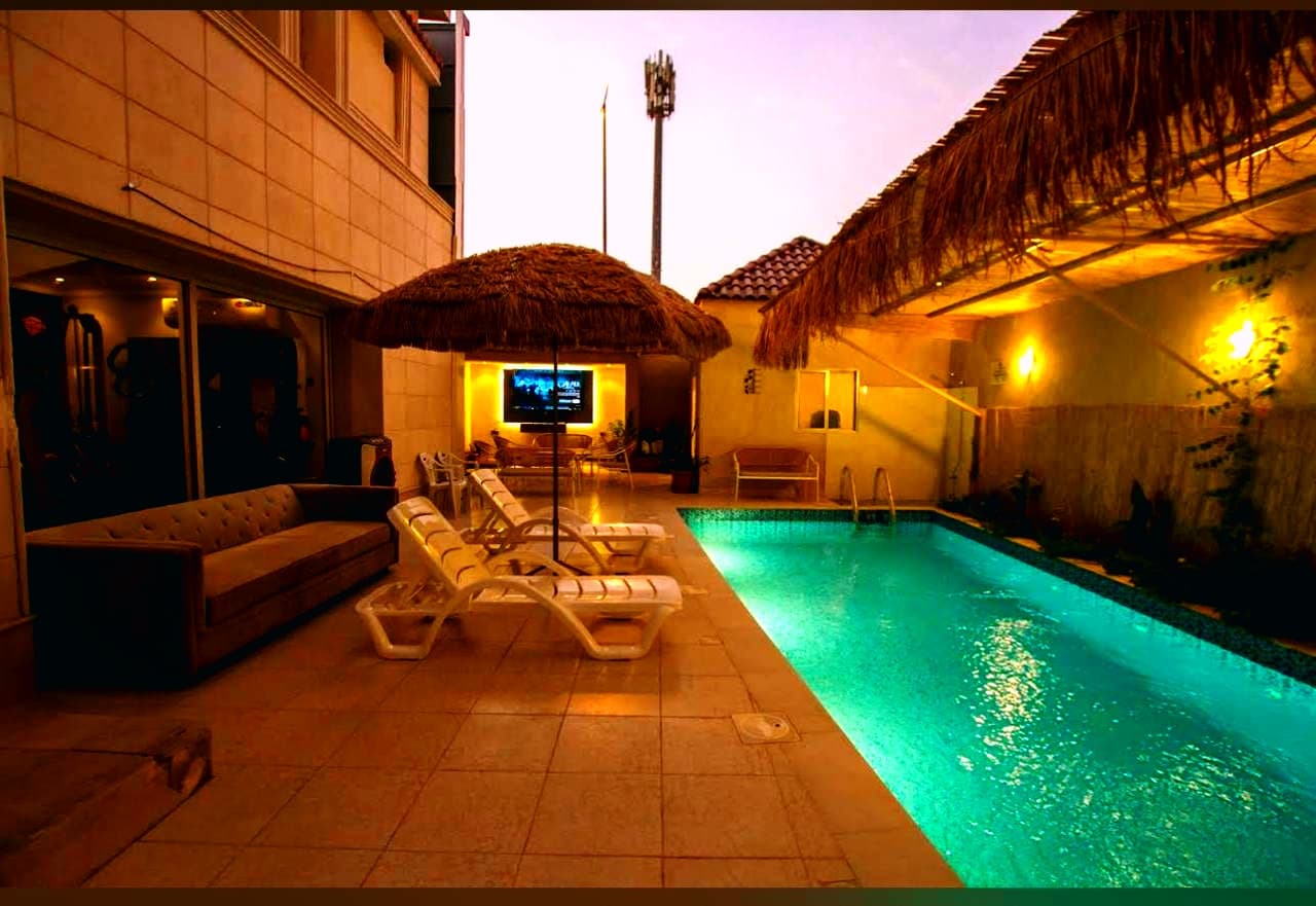 Poolside Lounge at Dusk